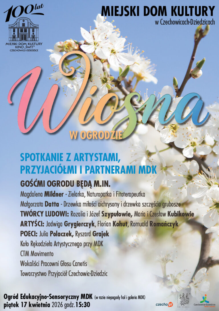 Plakat wydarzenia „WIOSNA W OGRODZIE”.