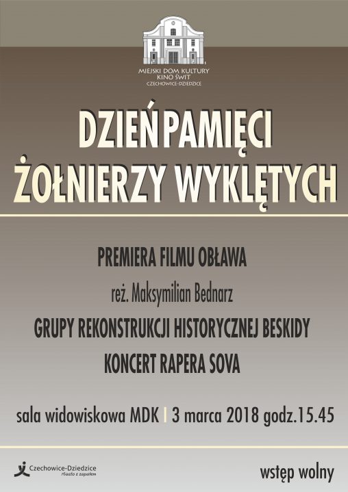 Plakat wydarzenia „Dzień Pamięci Żołnierzy Wyklętych”.