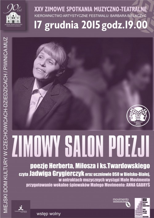 Plakat wydarzenia „Zimowy Salon Poezji”.