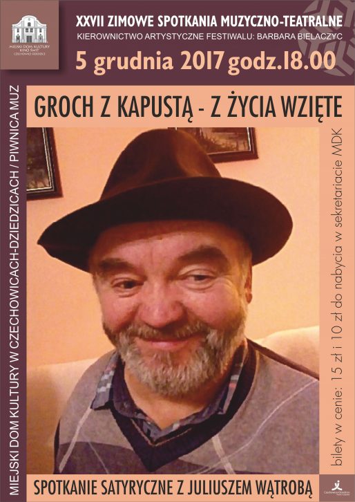 Plakat wydarzenia „Spotkanie satyryczne”.