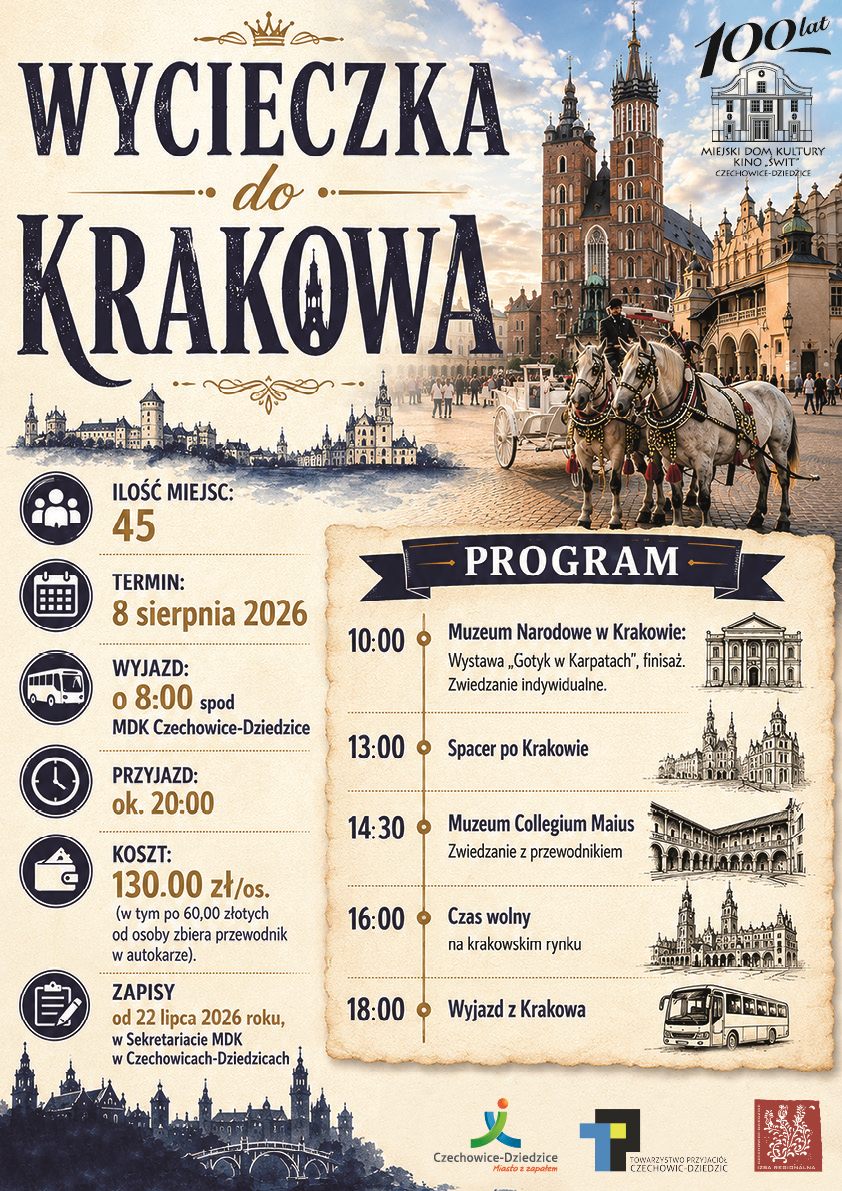 Plakat wydarzenia: Wycieczka do Krakowa.