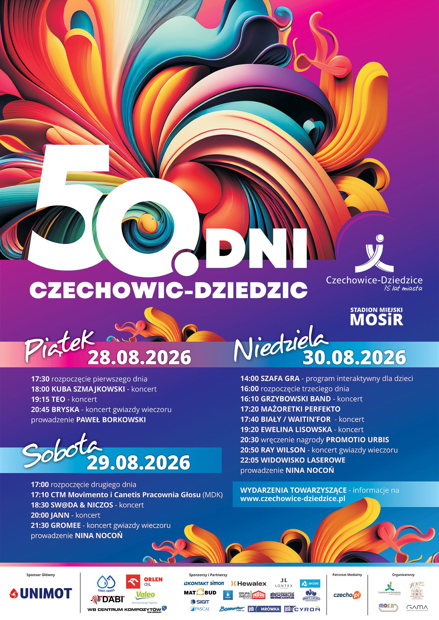 Plakat jubileuszowych 50. Dni Czechowic-Dziedzic.