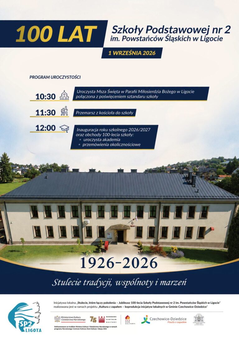 Plakat 100lecie SP 2 w Ligocie