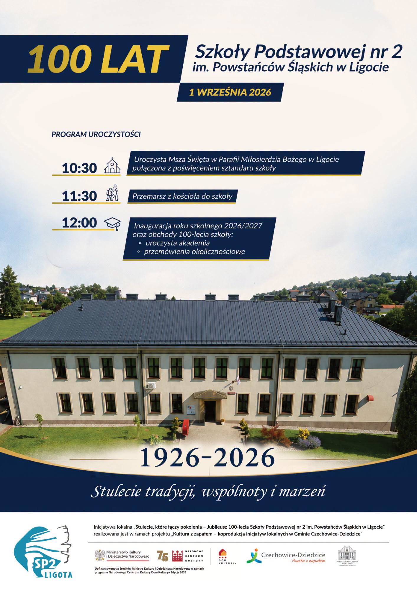 Plakat 100lecie SP 2 w Ligocie