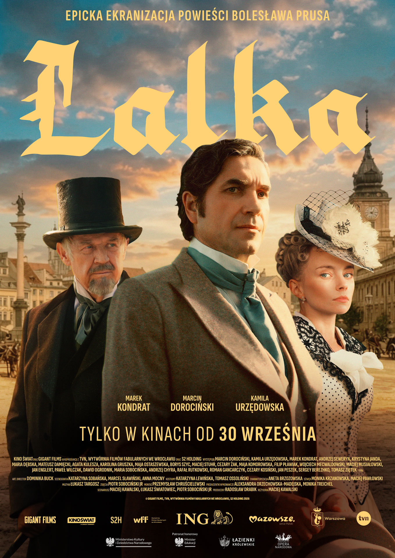 plakat z głównymi bohaterami filmu Lalka