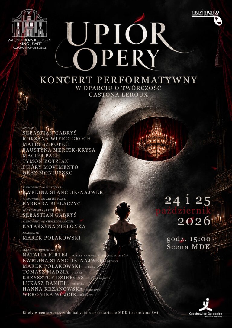 plakat wydarzenia Koncert performatywny Upiór Opery, maska i postać Christene