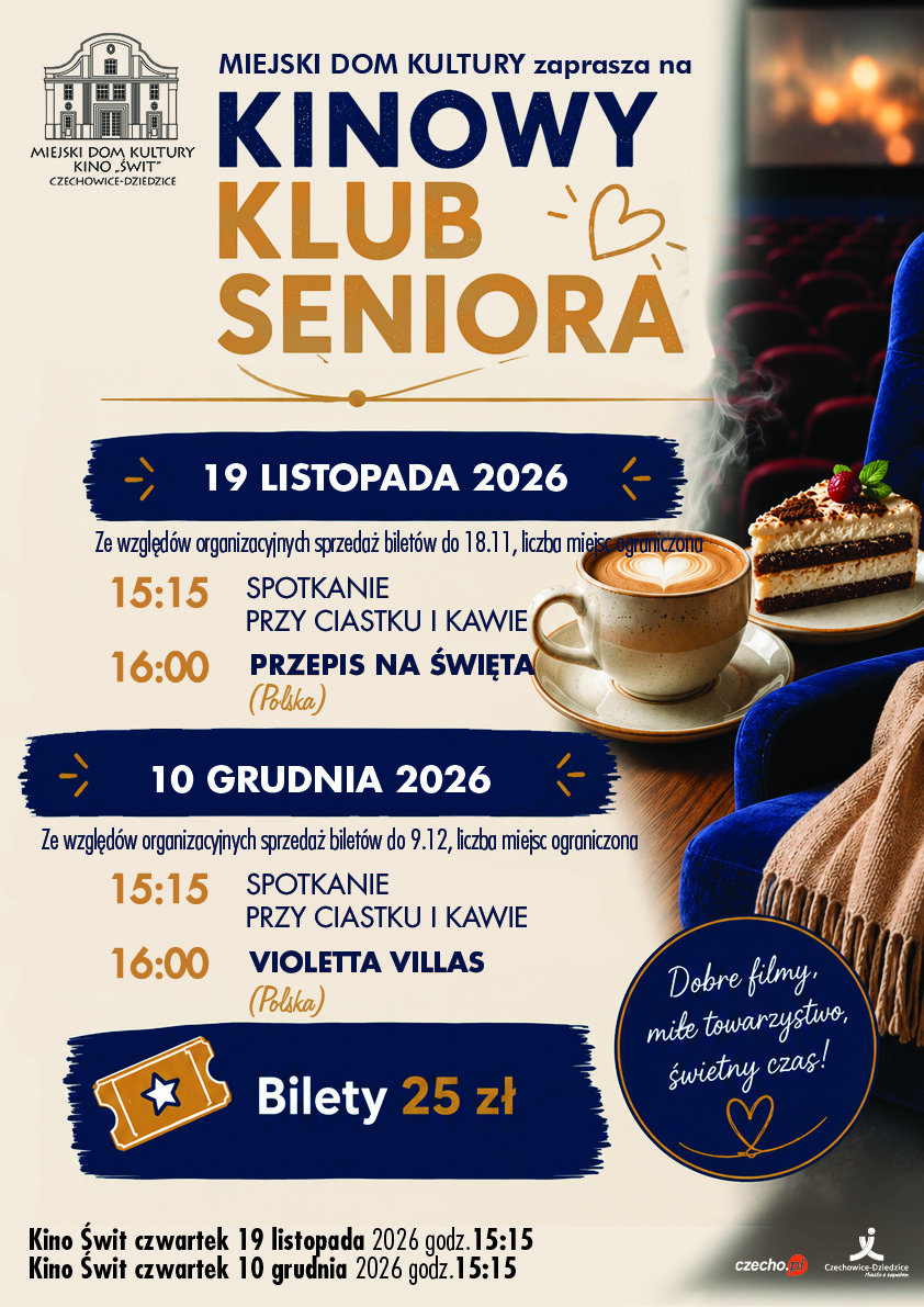 Plakat Kinowy klub seniora - listopad i grudzień